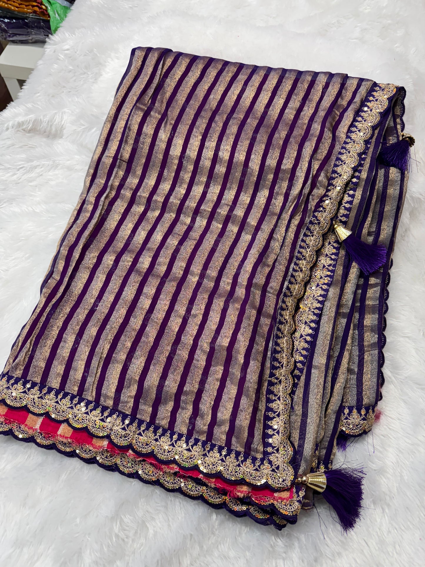 Kora tissue fancy saree-SR1120A