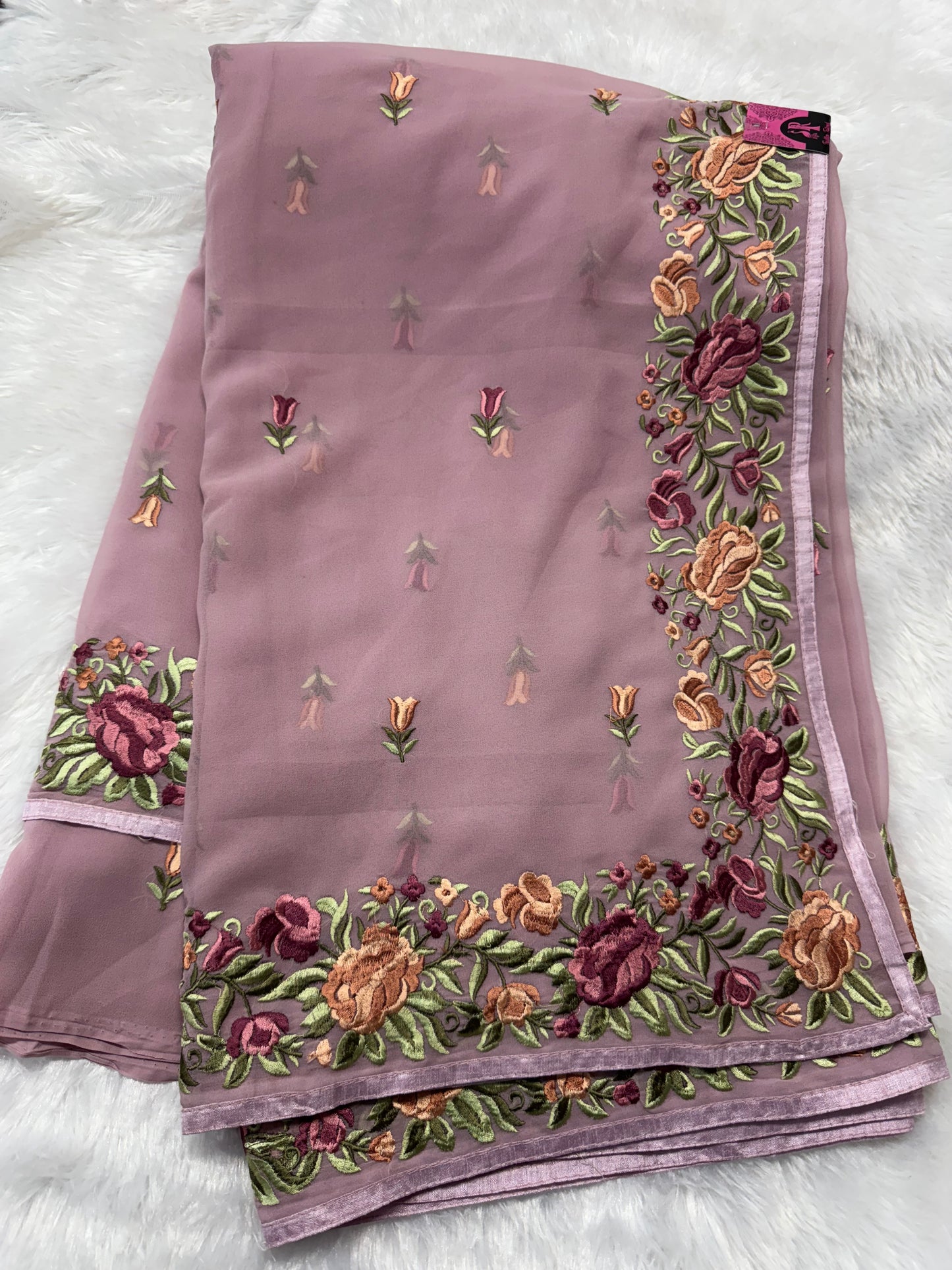 Parsi embroidery Georget saree-SR1127A