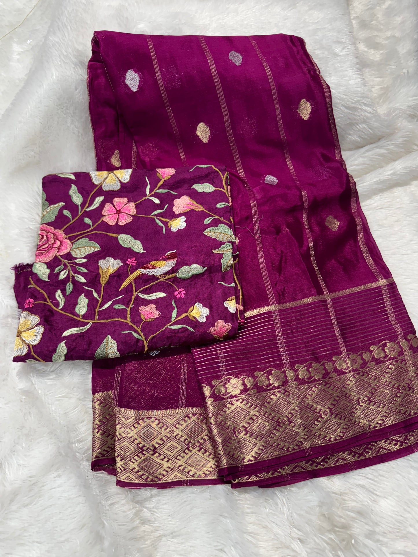 Pure chinnon silk sarees-SR1179G
