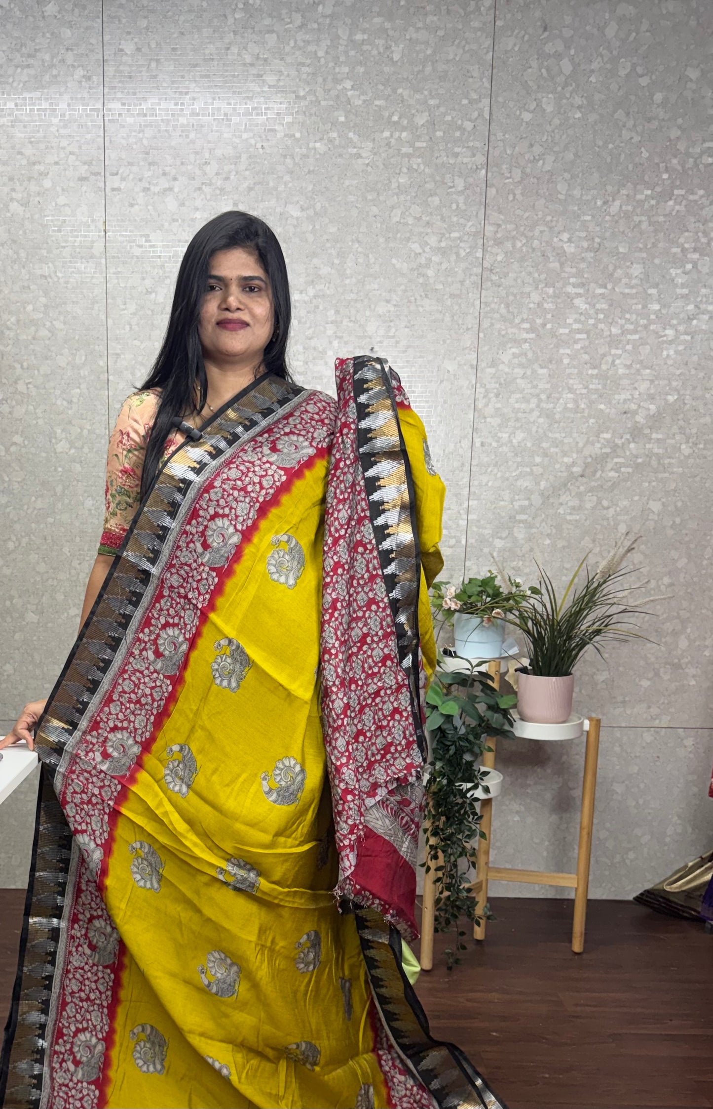 Maheswari silk Kalamkari saree-SR1198