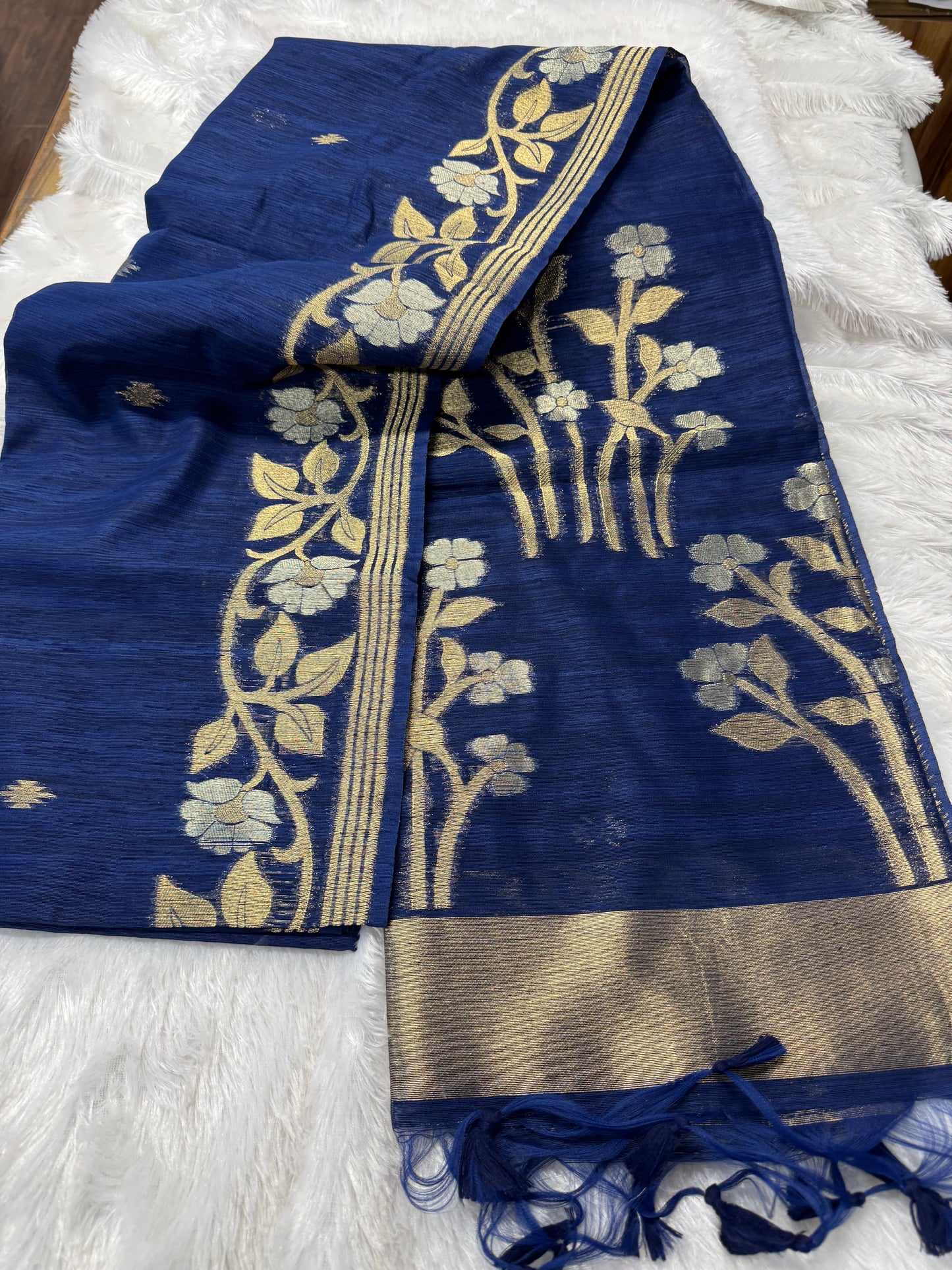 Linen silk Jamdhani saree-SR1223B