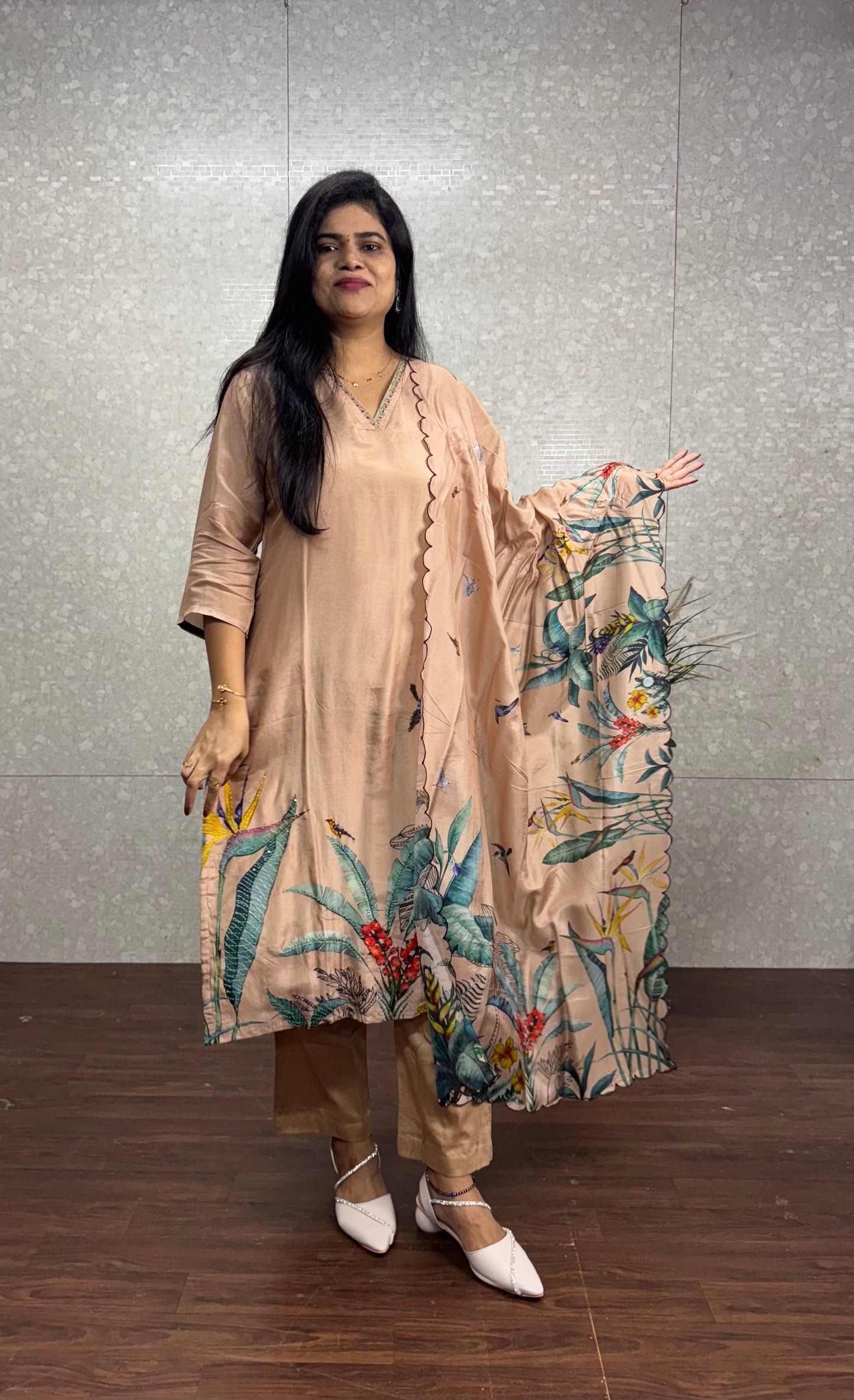 Pure Dola silk designer suit-SRS014