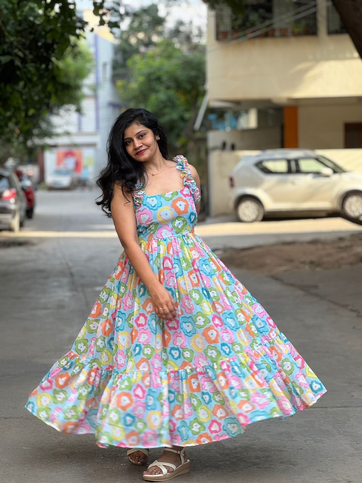 Chiffon doodles frock-SRF1026