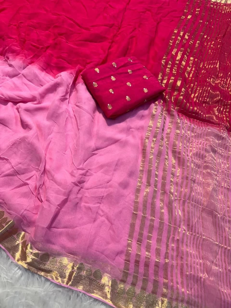 Viscose Georget dual shade saree-SR1222C