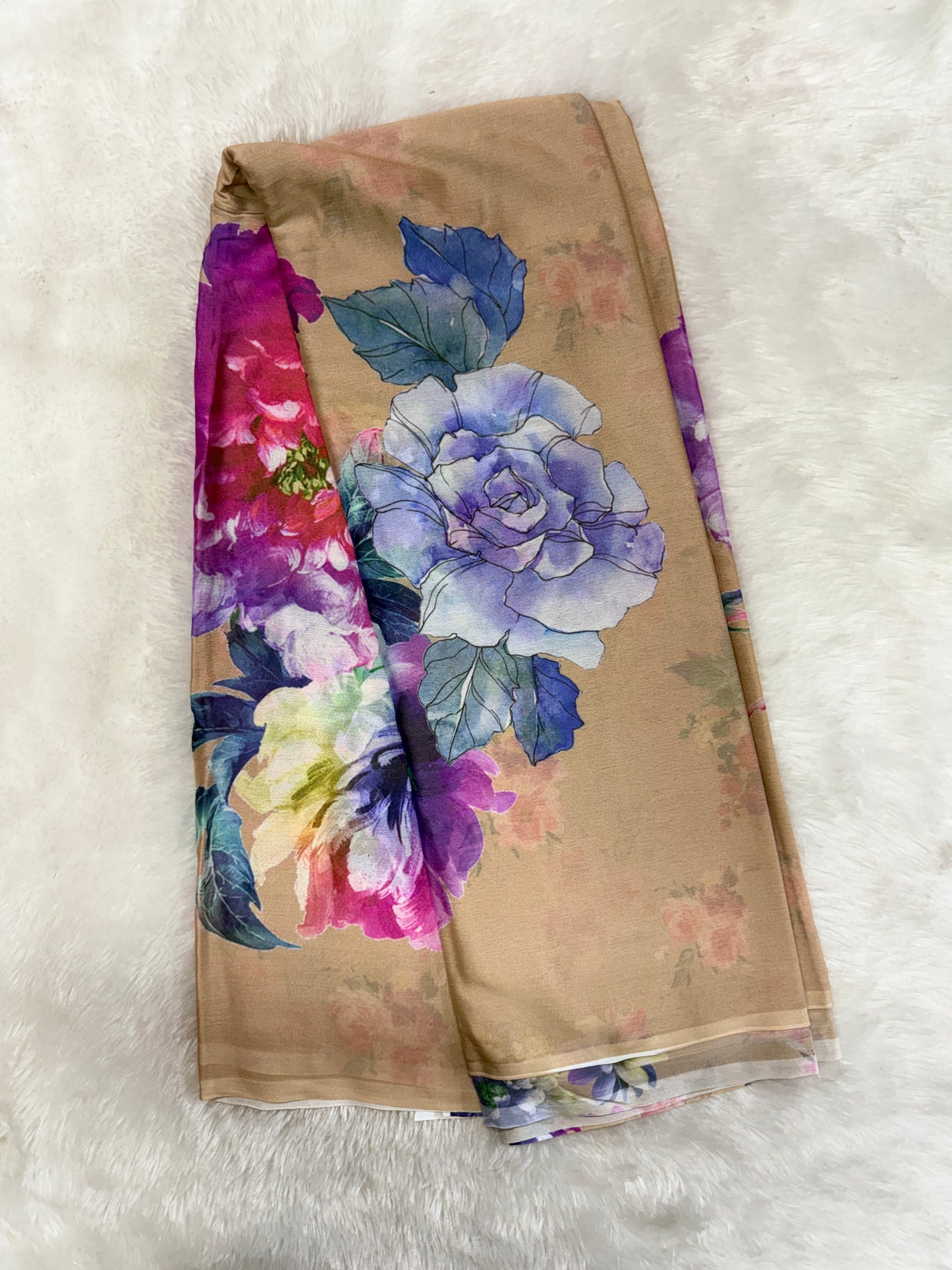 Soft chinnon digital print saree-SR1225F