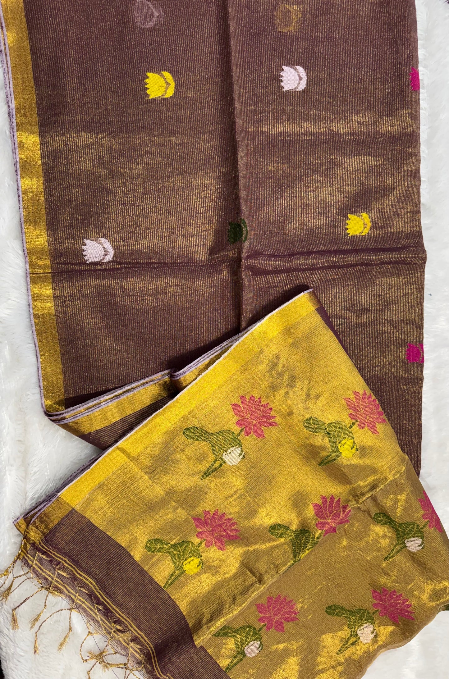 Linen tissue Jamdhani saree-SR1204B
