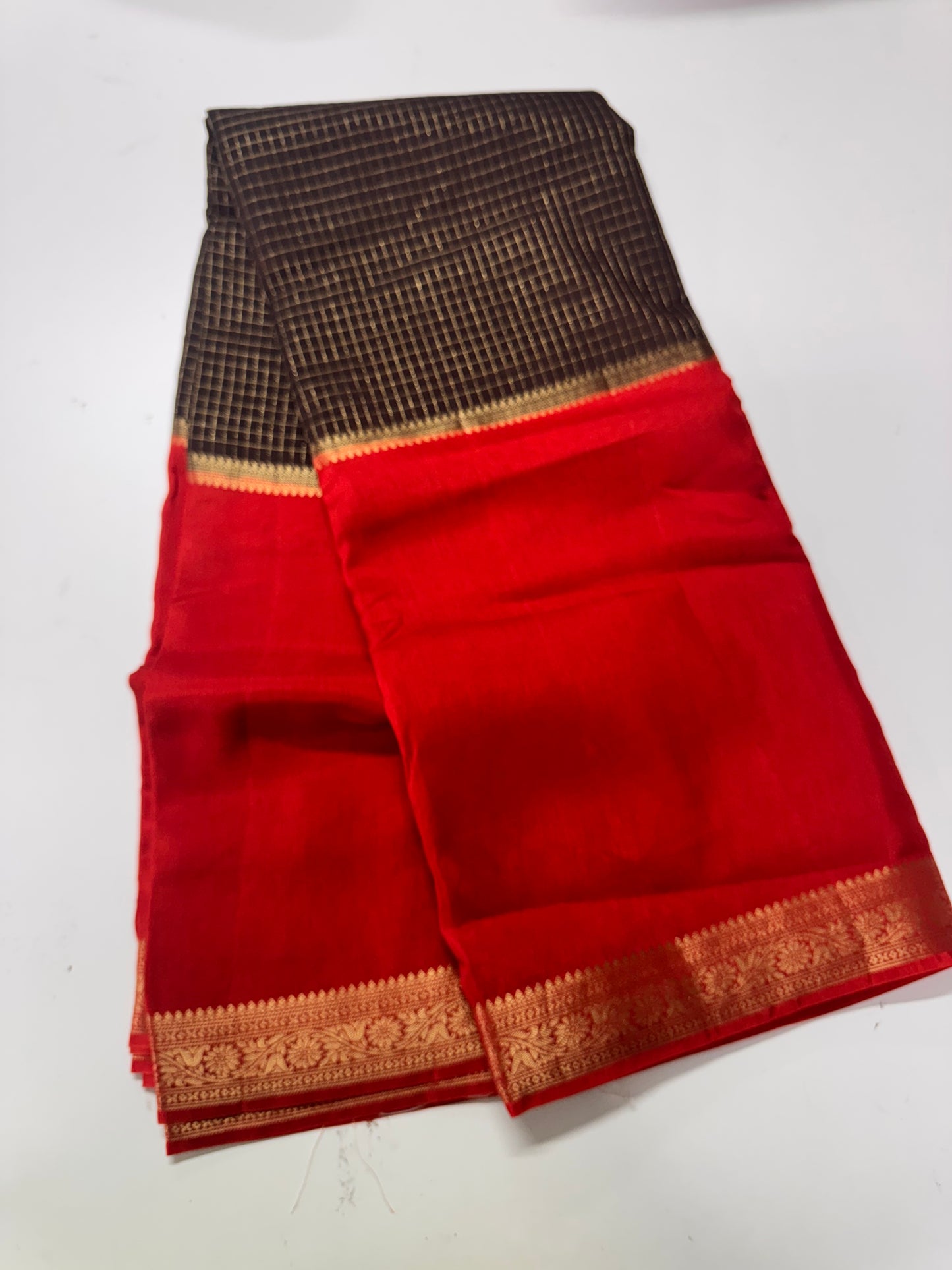 Russian Georget checks saree-SR1287C