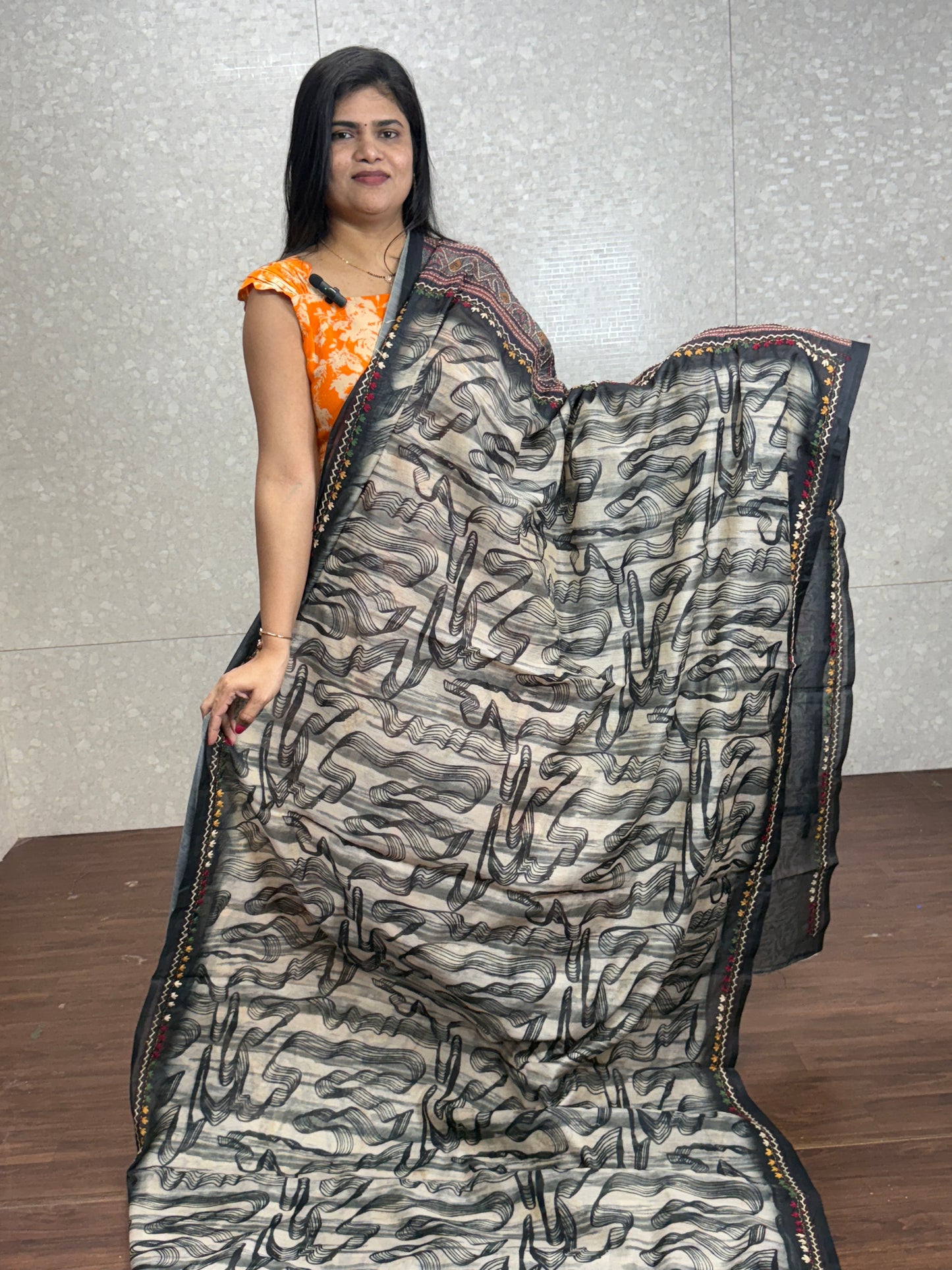 Chanderi work saree