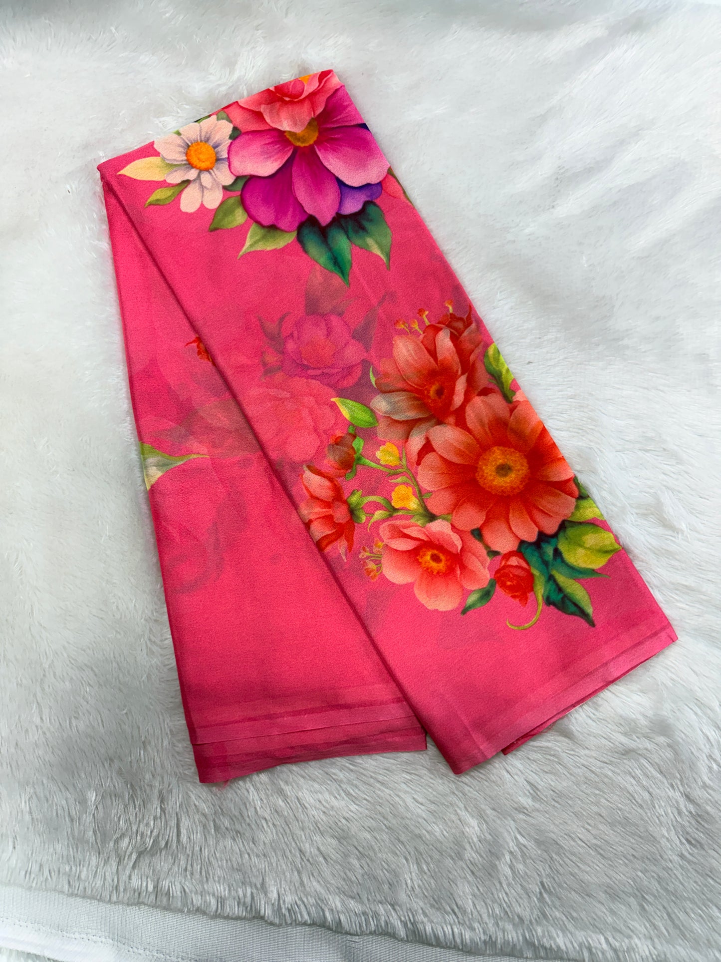 Soft chinnon digital print saree-SR1225R
