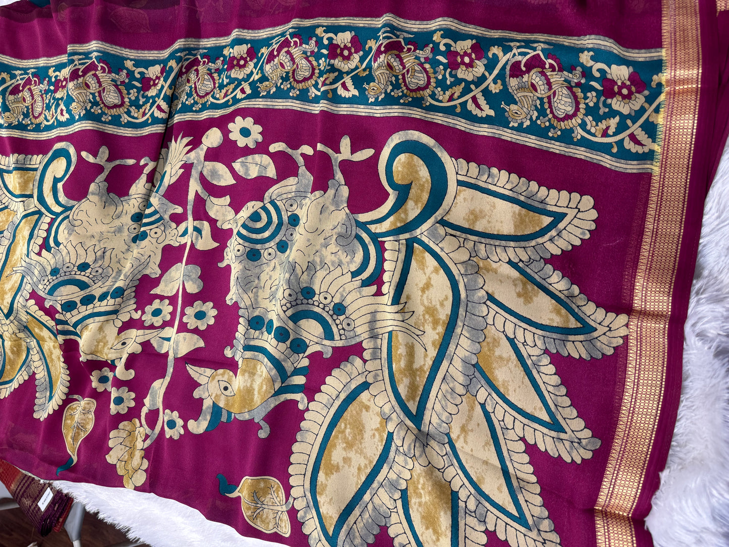 Mysore Georget Kalamkari saree-SR1208C