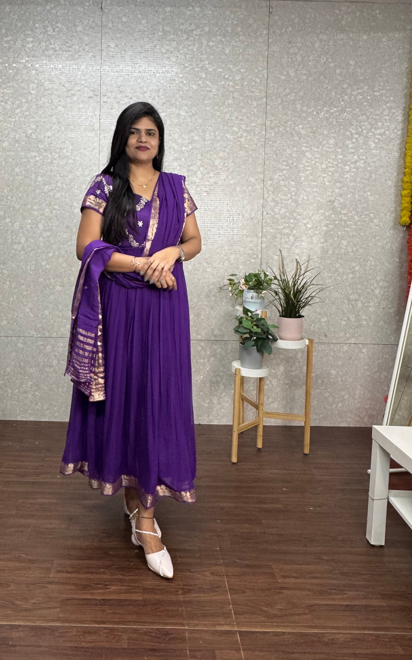 Pure chinnon Anarkali-SRA010E