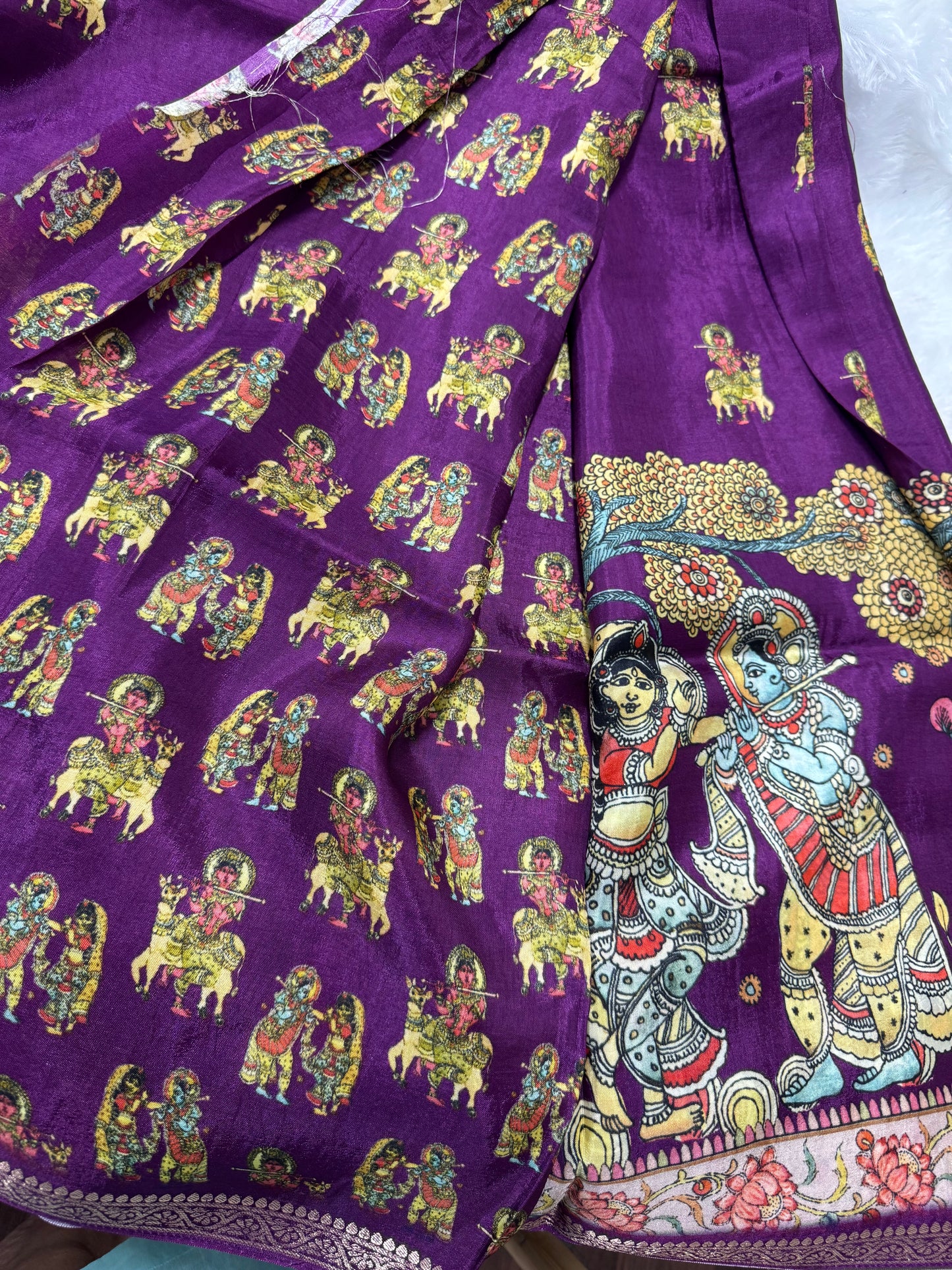 Kanchi crepe Kalamkari saree-SR1031E