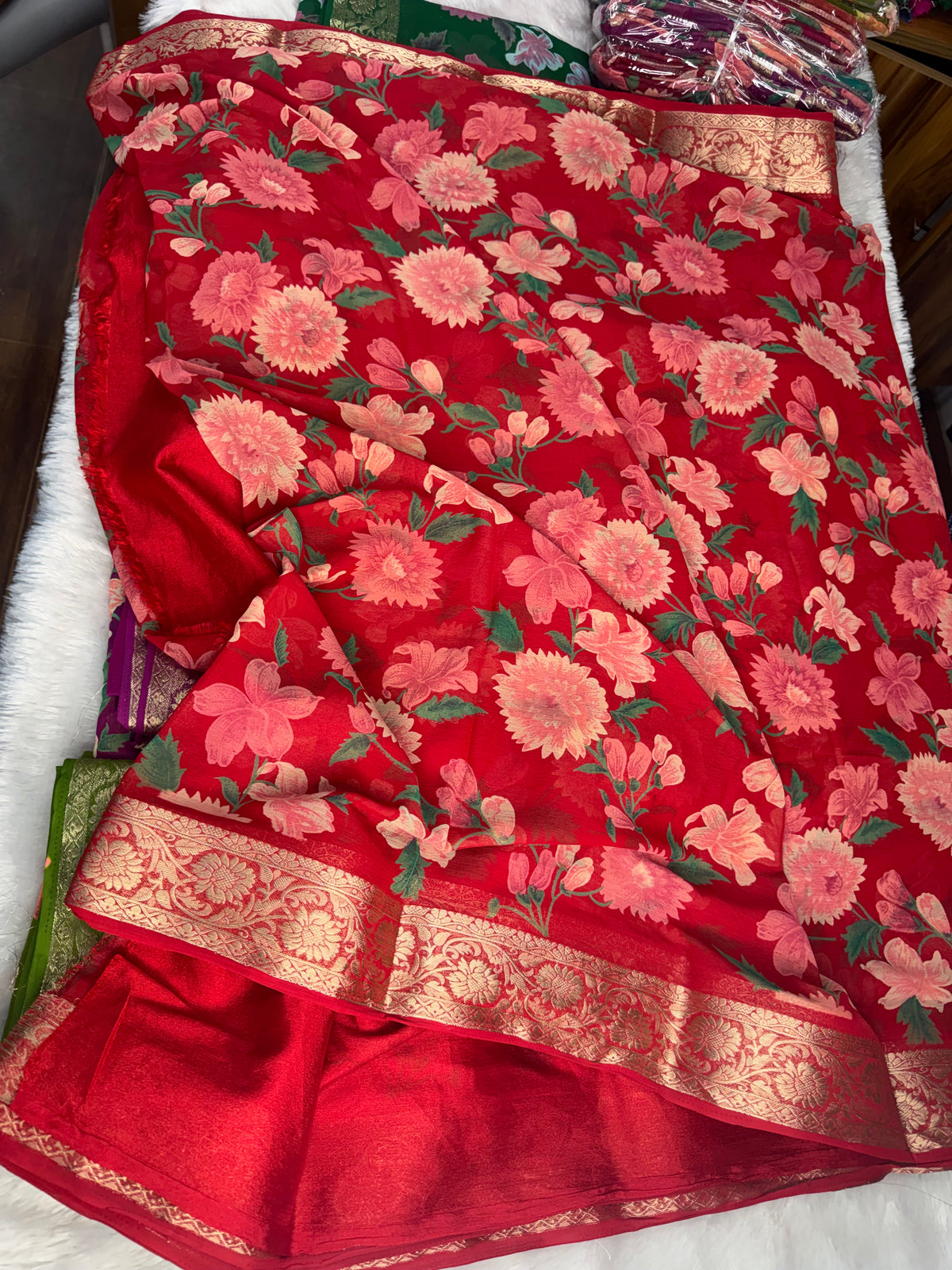 Chiffon floral saree-SR1345A