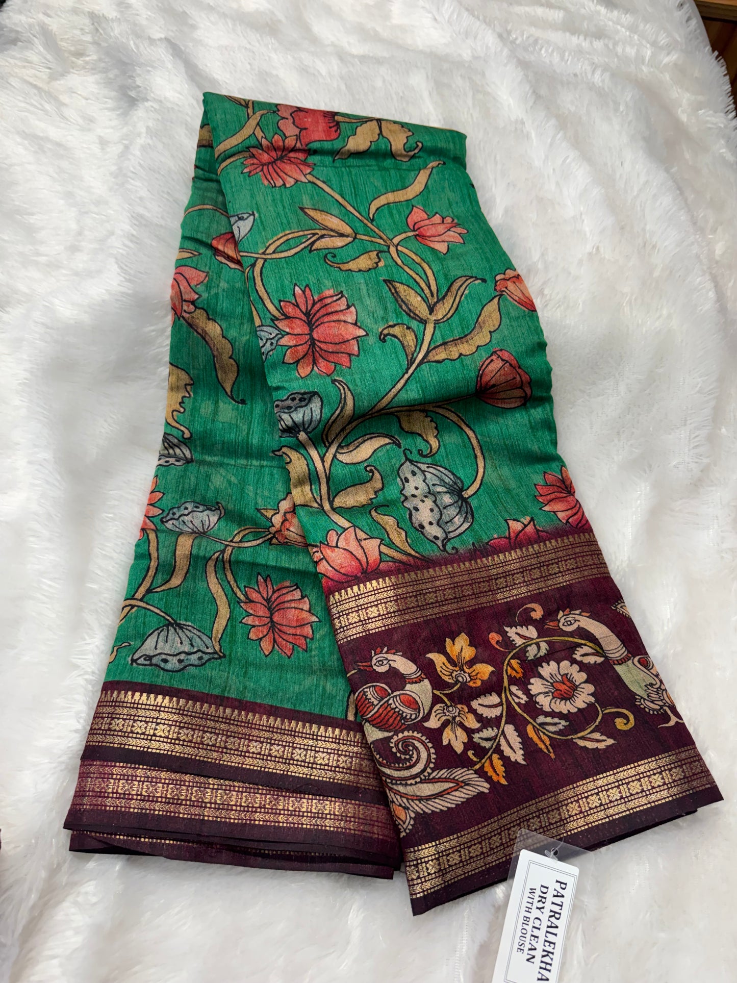 Mushru silk Kalamkari saree-SR1215E