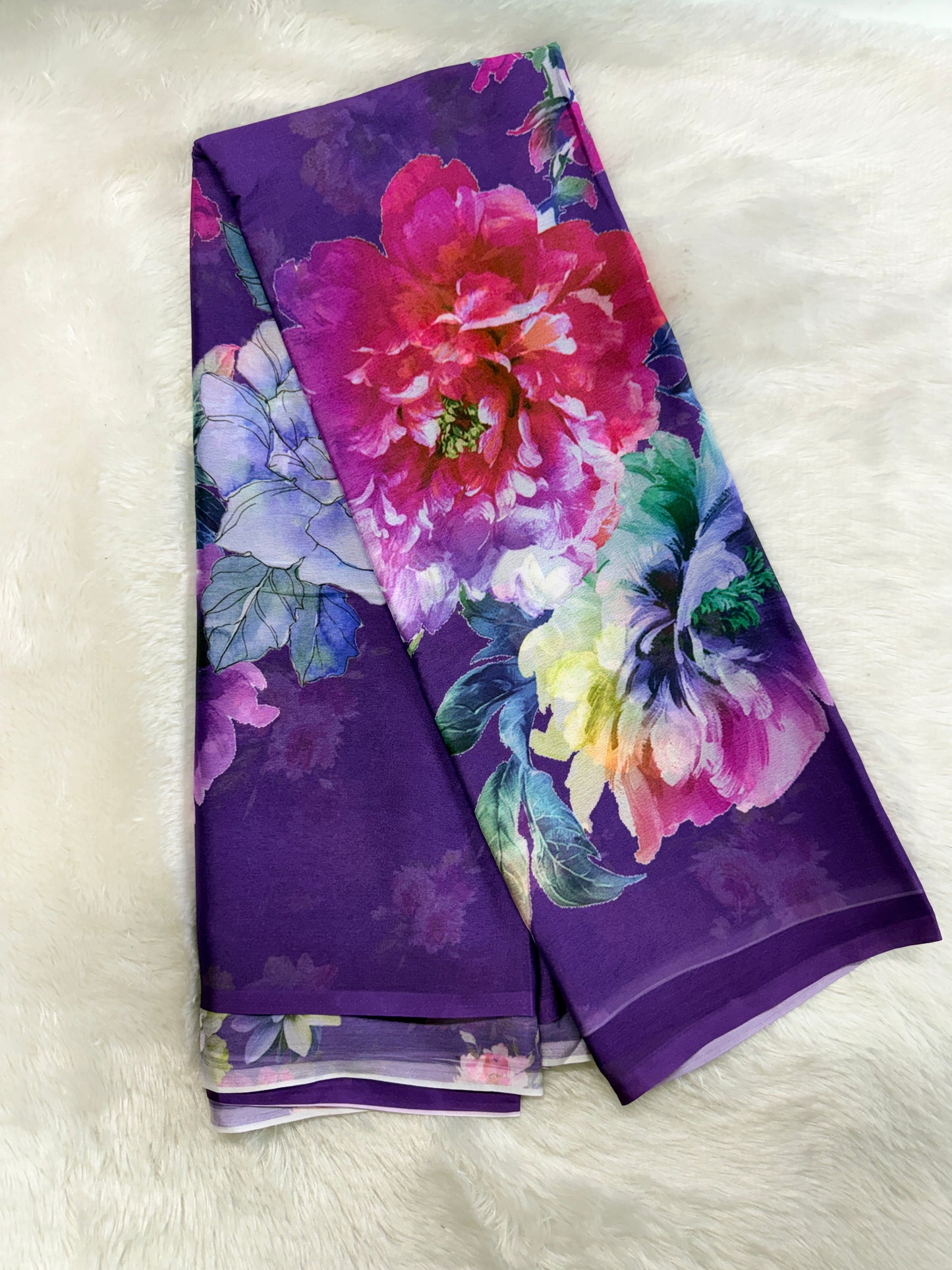 Soft chinnon digital print saree-SR1225P