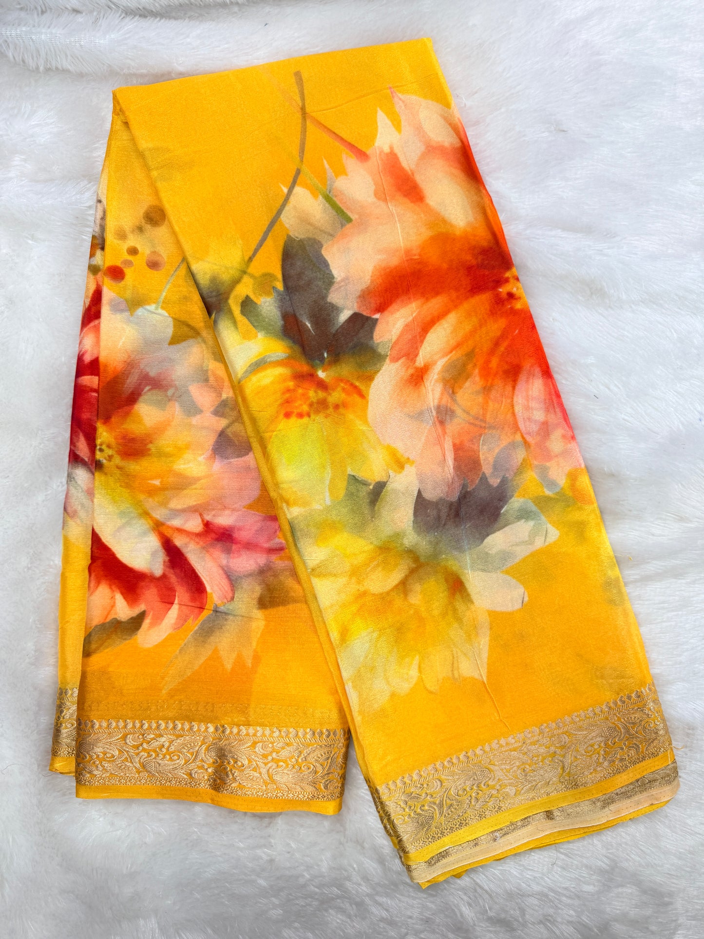 Soft chinnon digital print saree -SR1227I