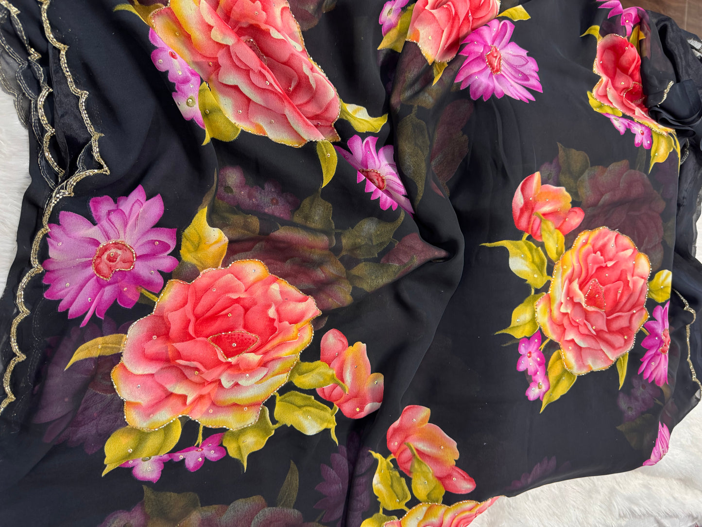 Georget floral cocktail saree-SR1219D