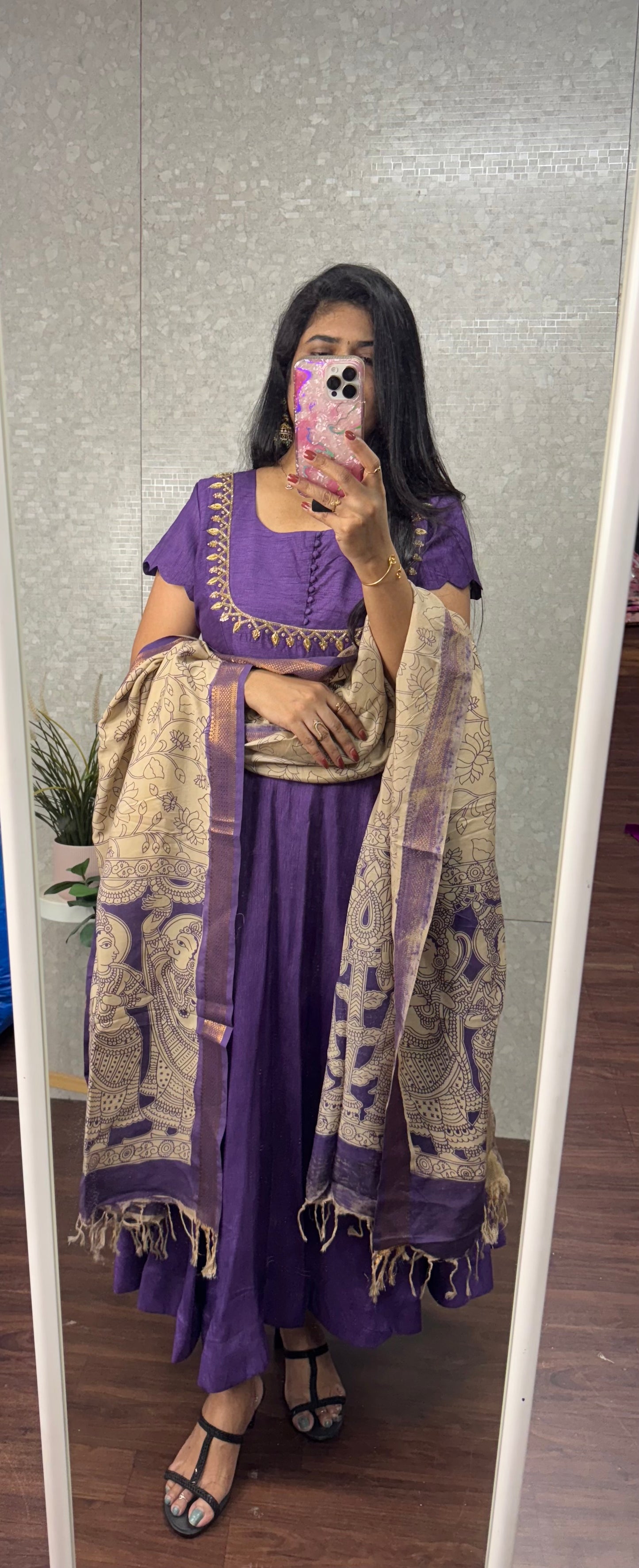 Mangalagiri Kalamkari Anarkali-SRA017