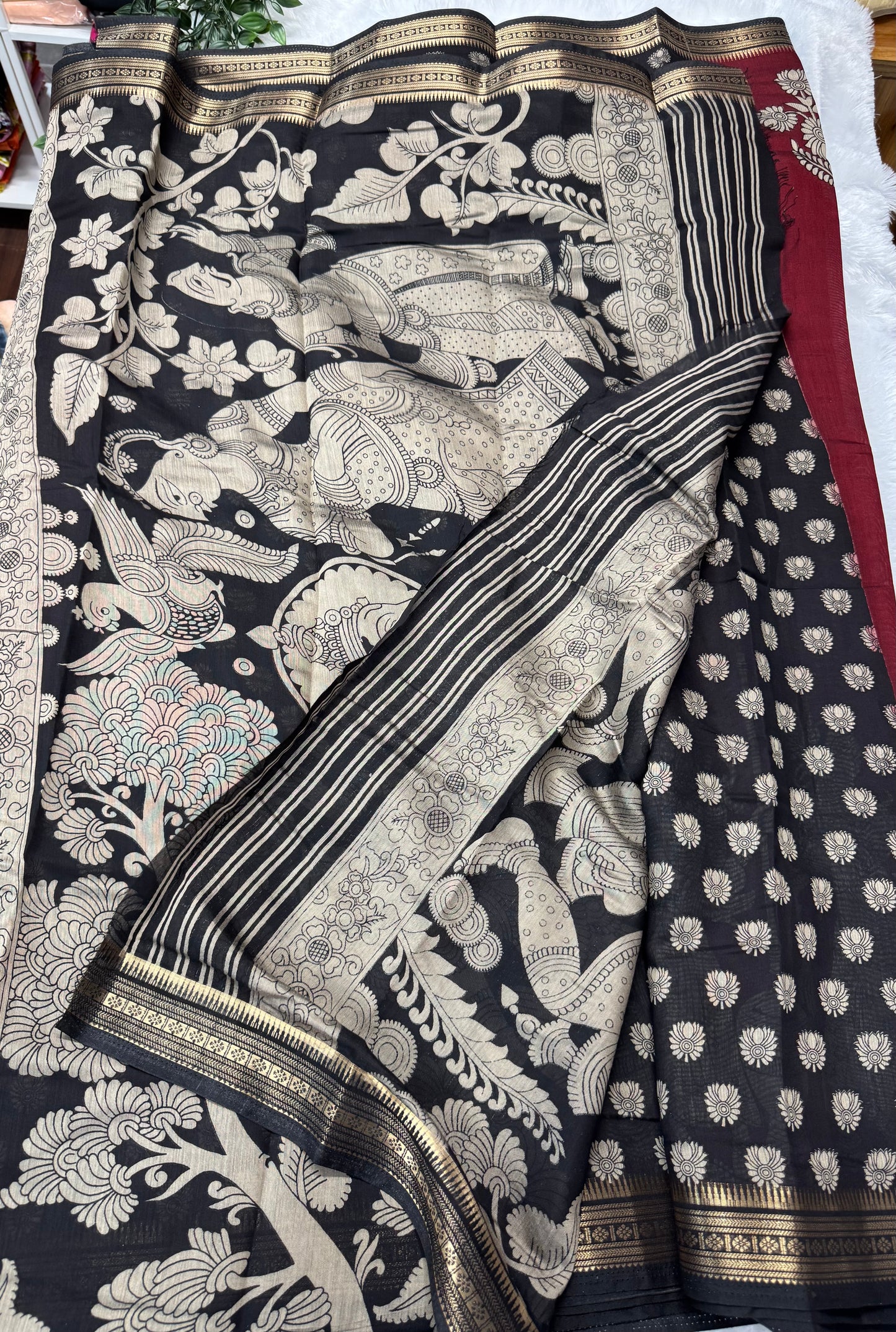 Mushru silk Kalamkari saree-SR1035A