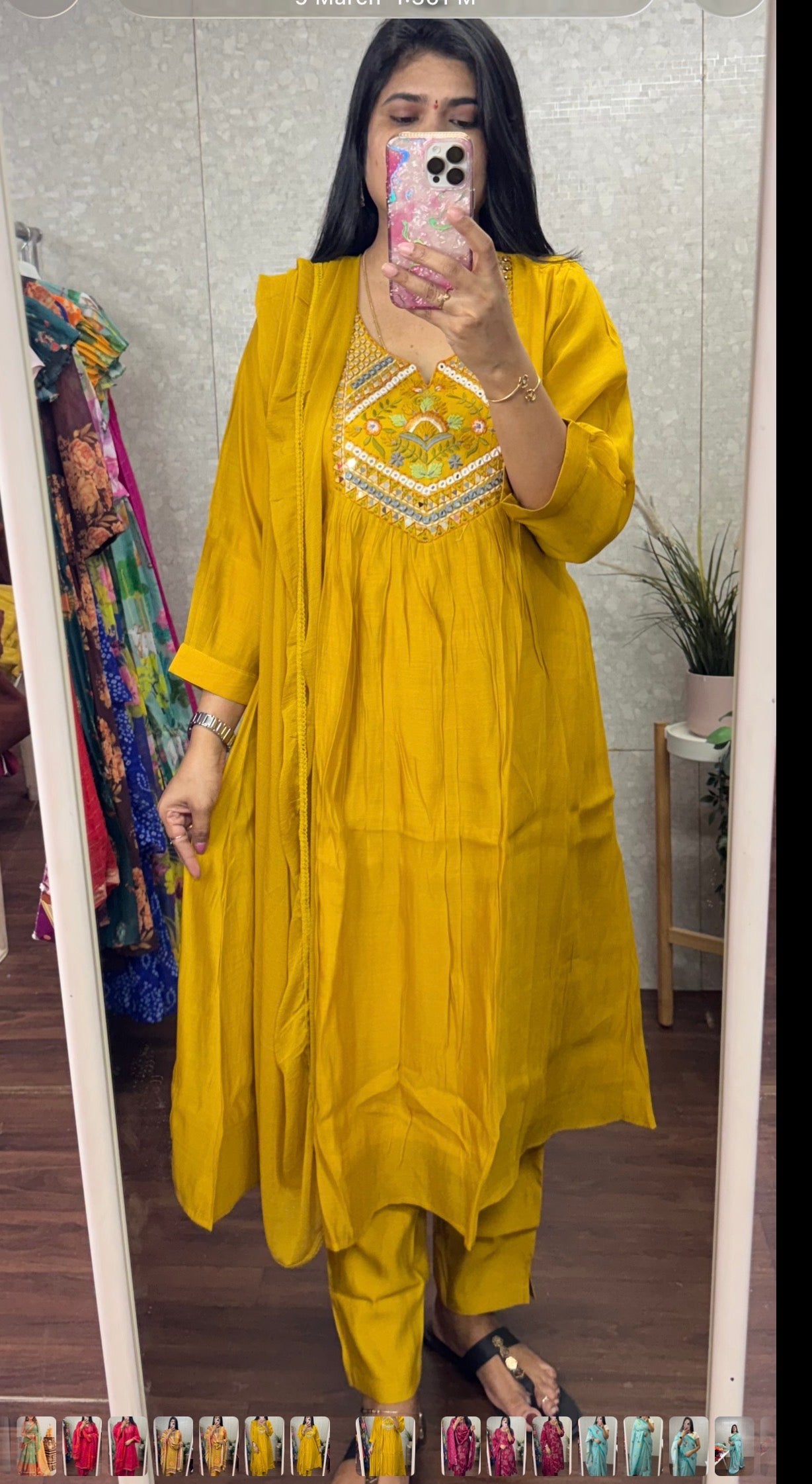Mulchanderi mirror work suit-SRM004