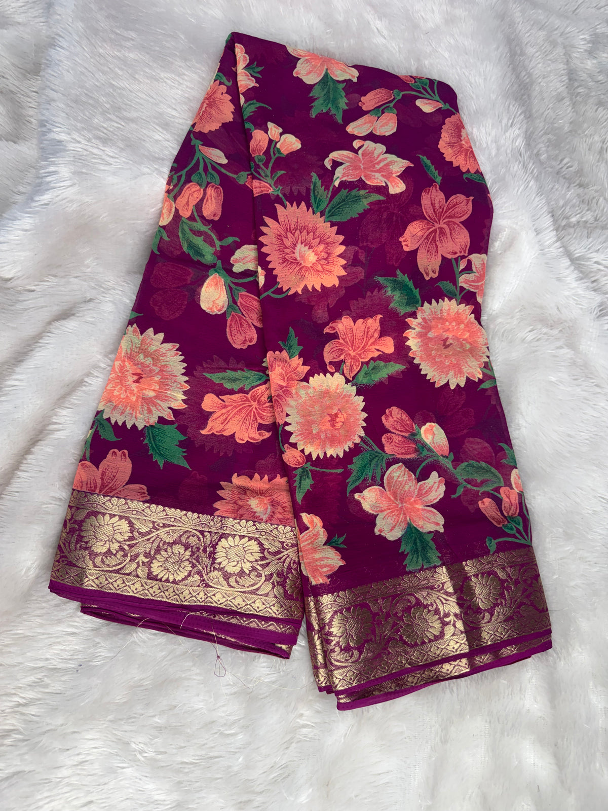 Chiffon floral saree-SR1345C