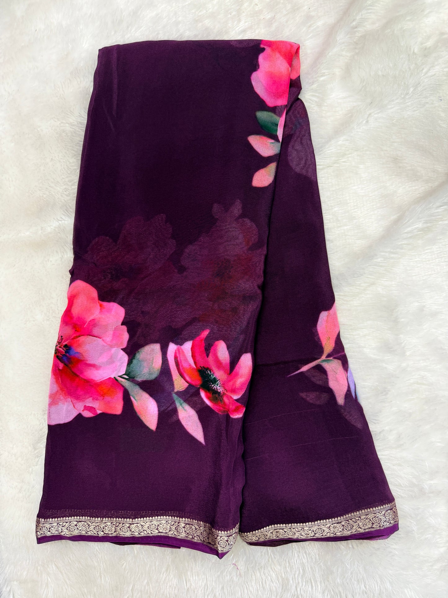 Pure chinnon digital print saree-SR1227M