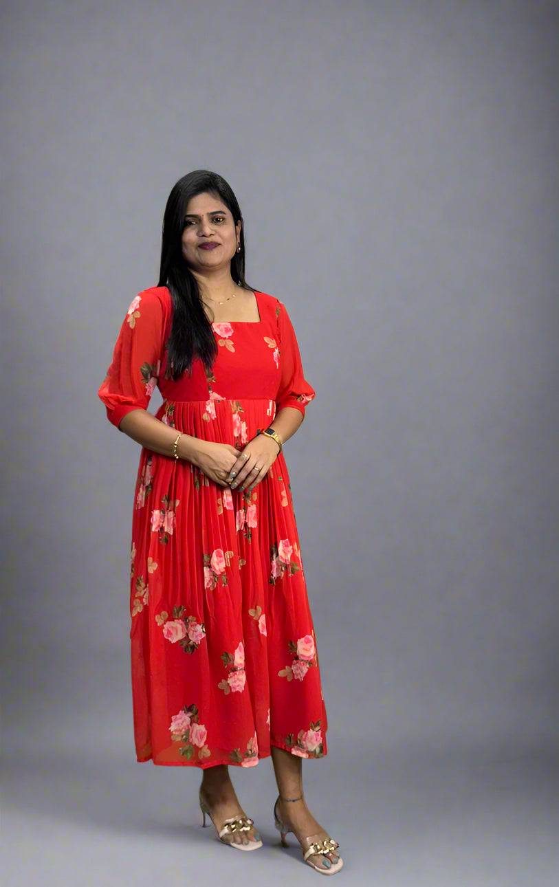 Floral Georget Frock-SRF1004E