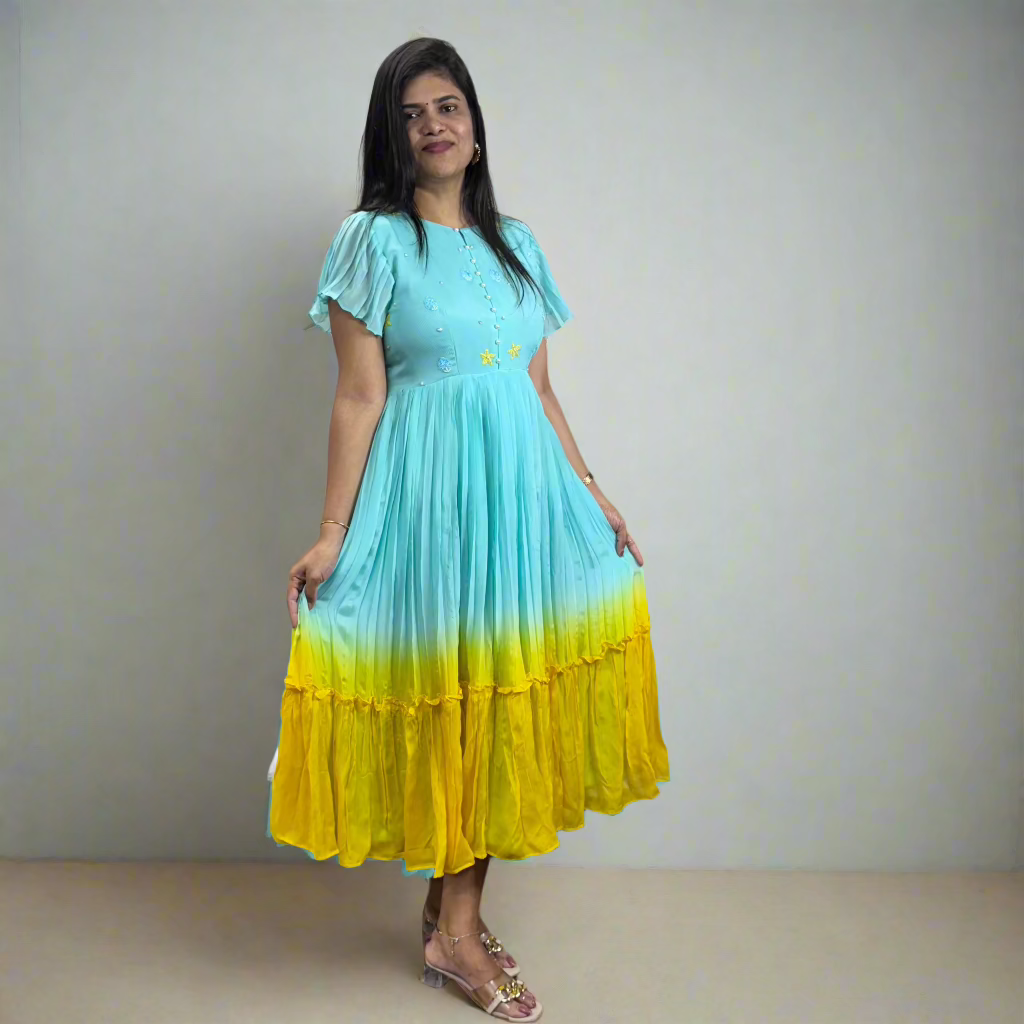 Chiffon Ombre Frock-SRF1005A