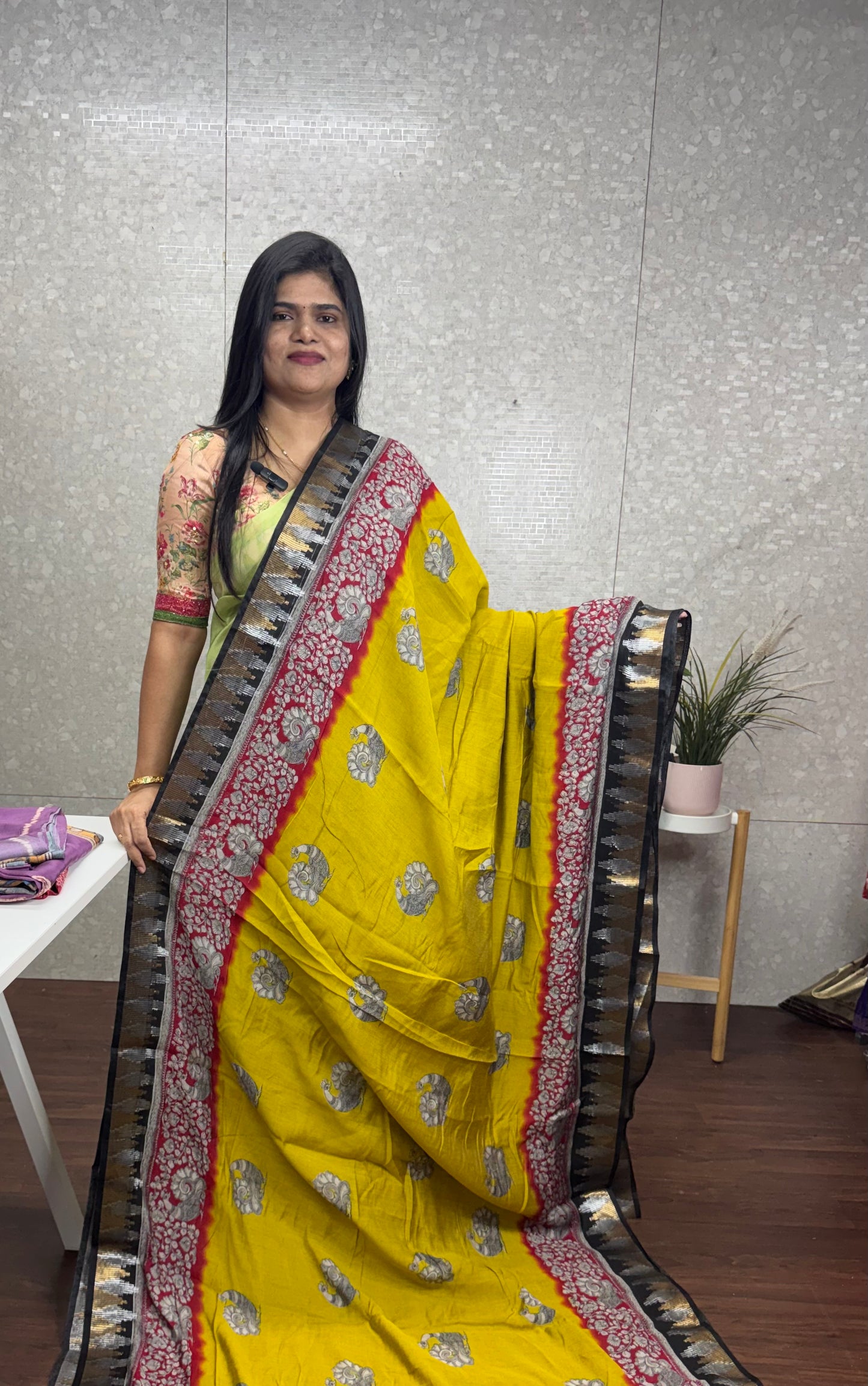 Maheswari silk Kalamkari saree-SR1198