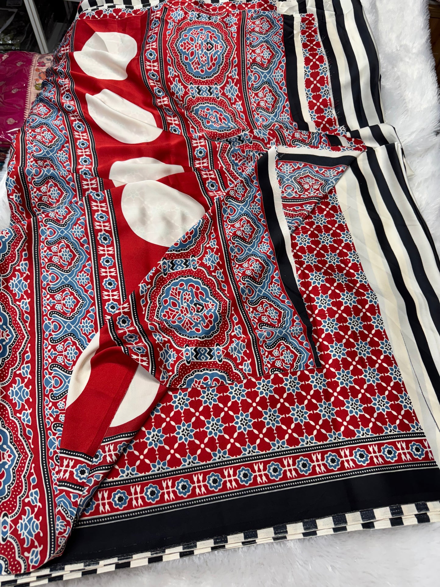 Ajrakh saree-SR1065D