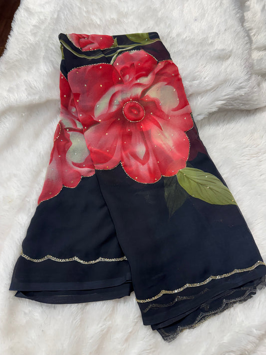 Georget floral cocktail saree -SR1219H