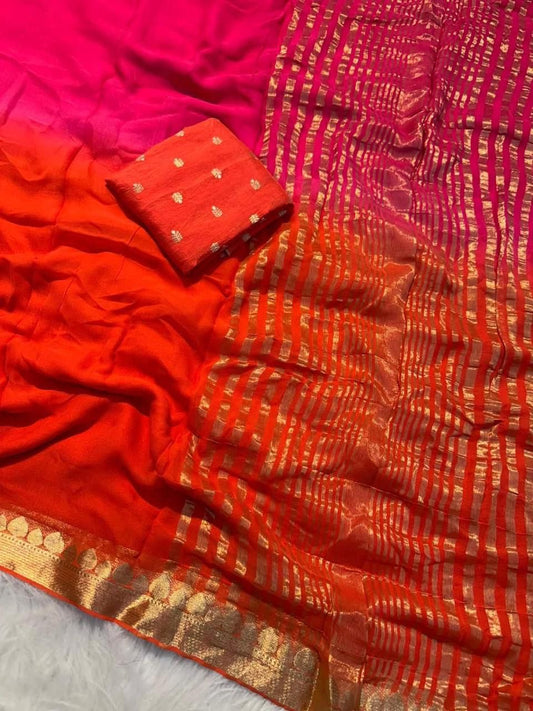 Viscose Georget dual shade saree-SR1222E