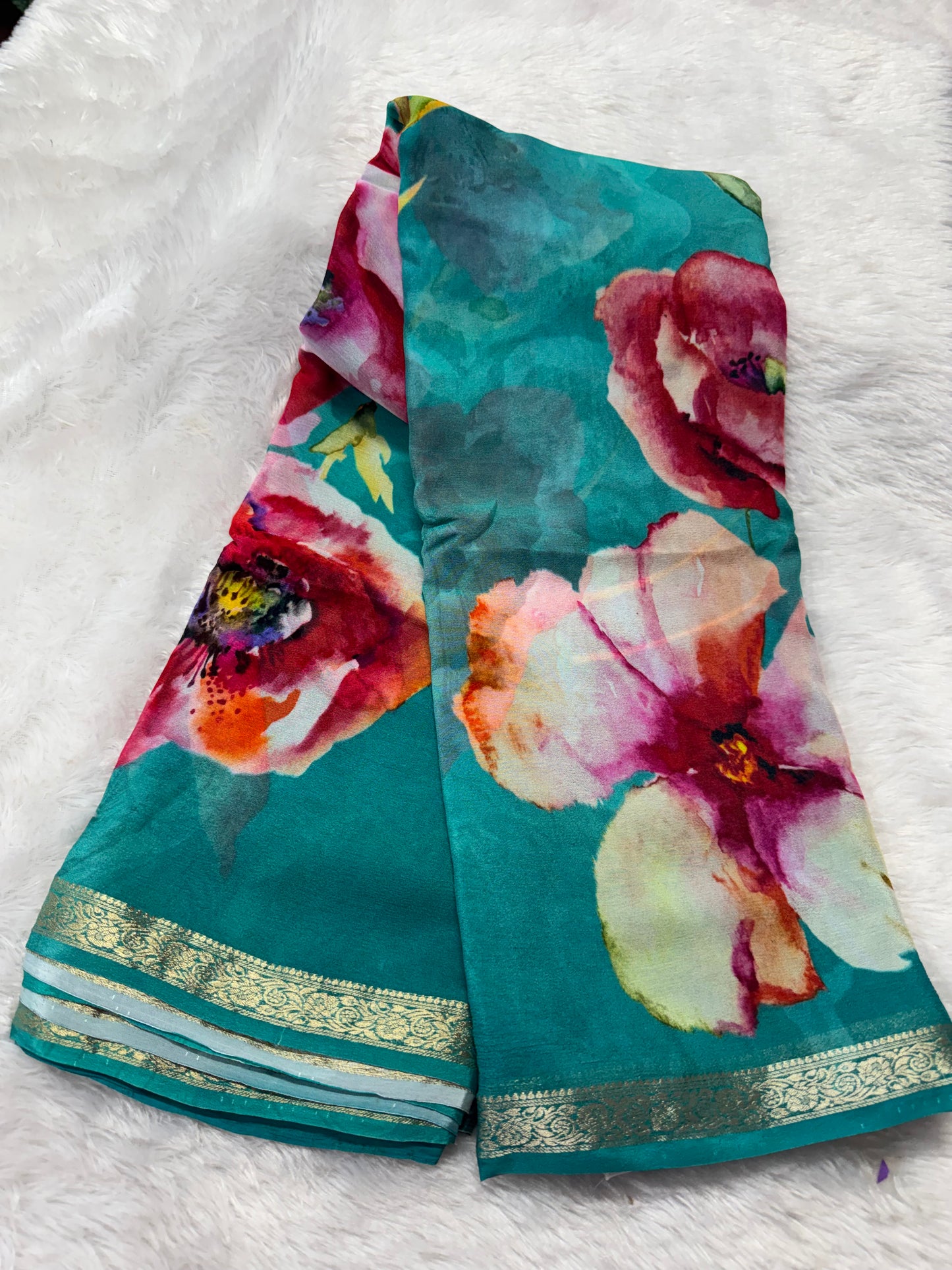 Pure chinnon digital print saree-SR1211E