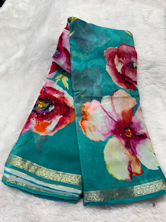 Pure chinnon digital print saree-SR1211E