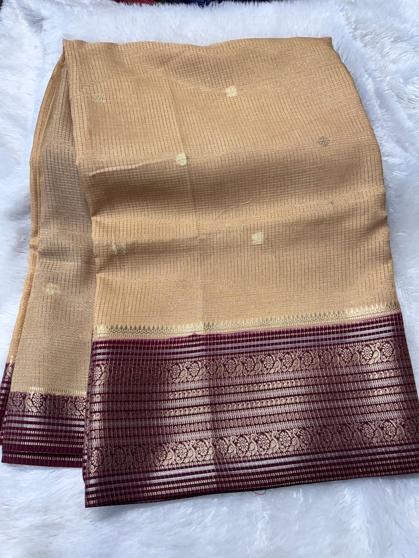 Russian checks vintage saree-SR1265F