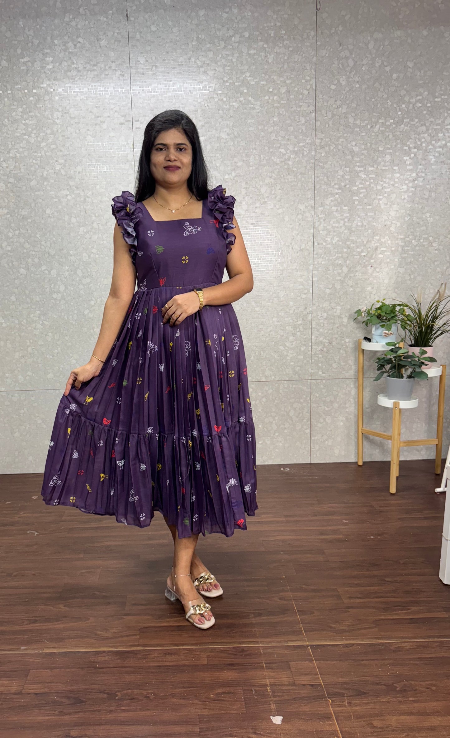 Chanderi frock-SRF1017E