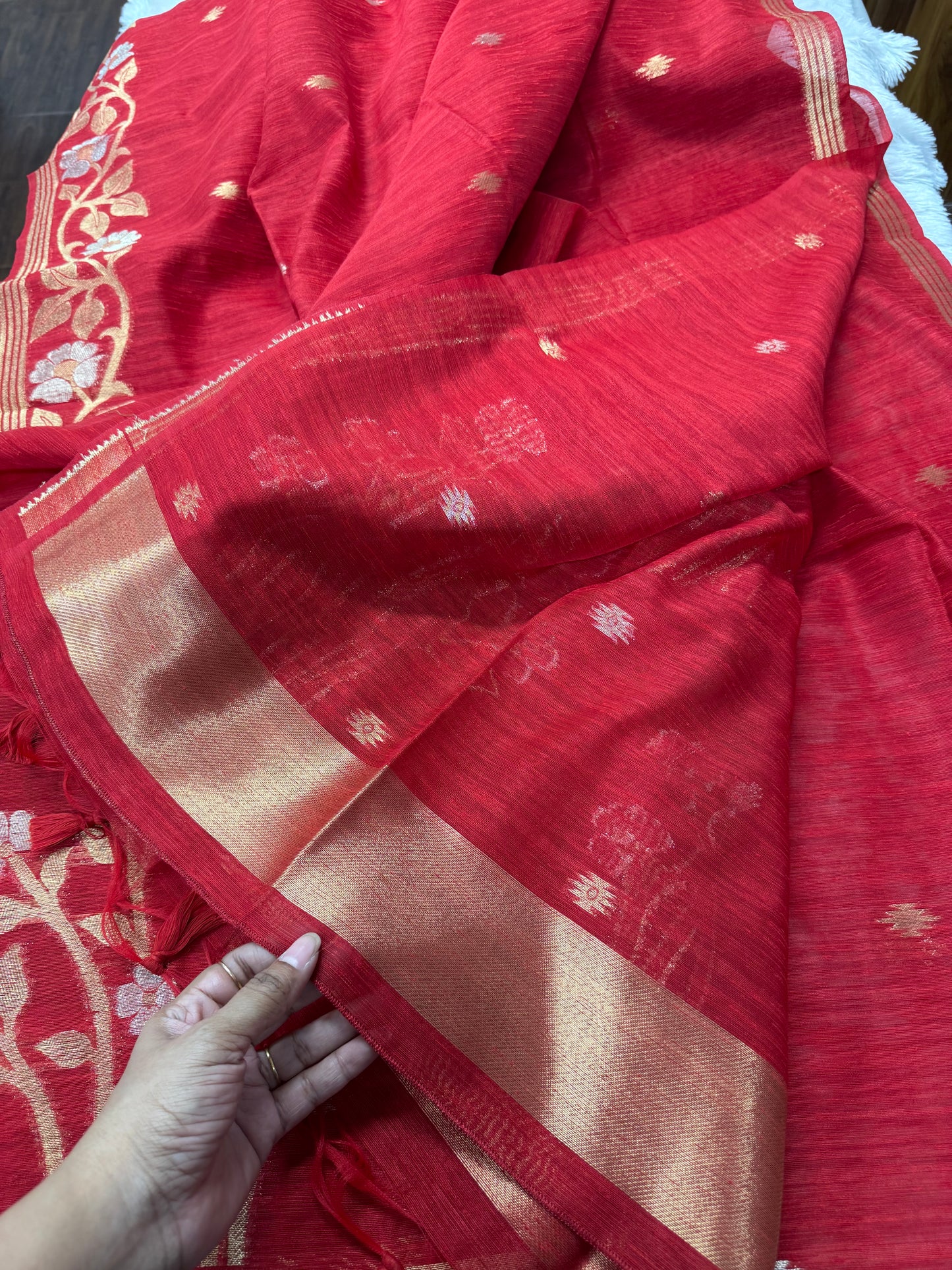 Linen silk Jamdhani saree-SR1223A
