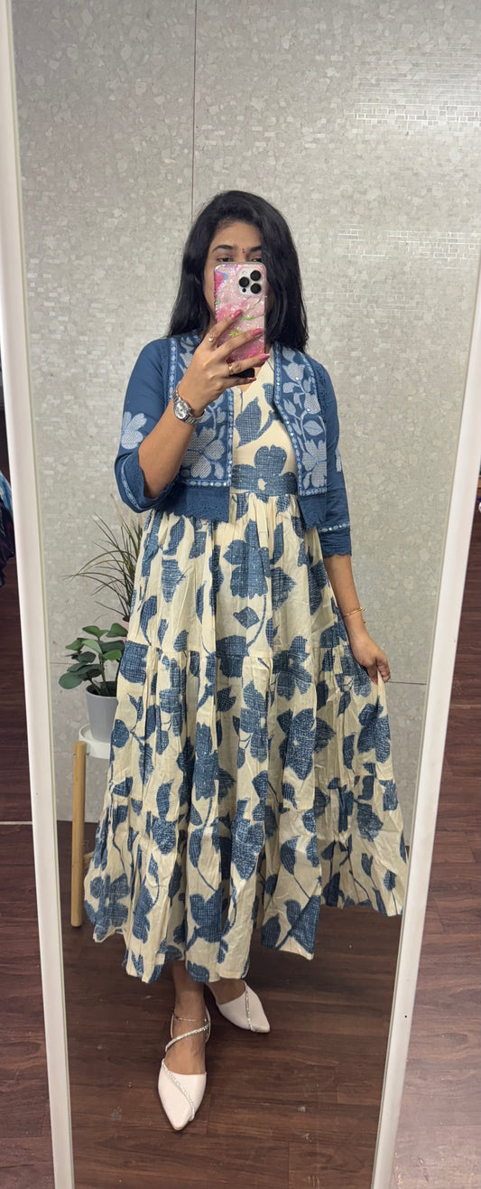 Jaipur cotton frock overcoat -SRS026