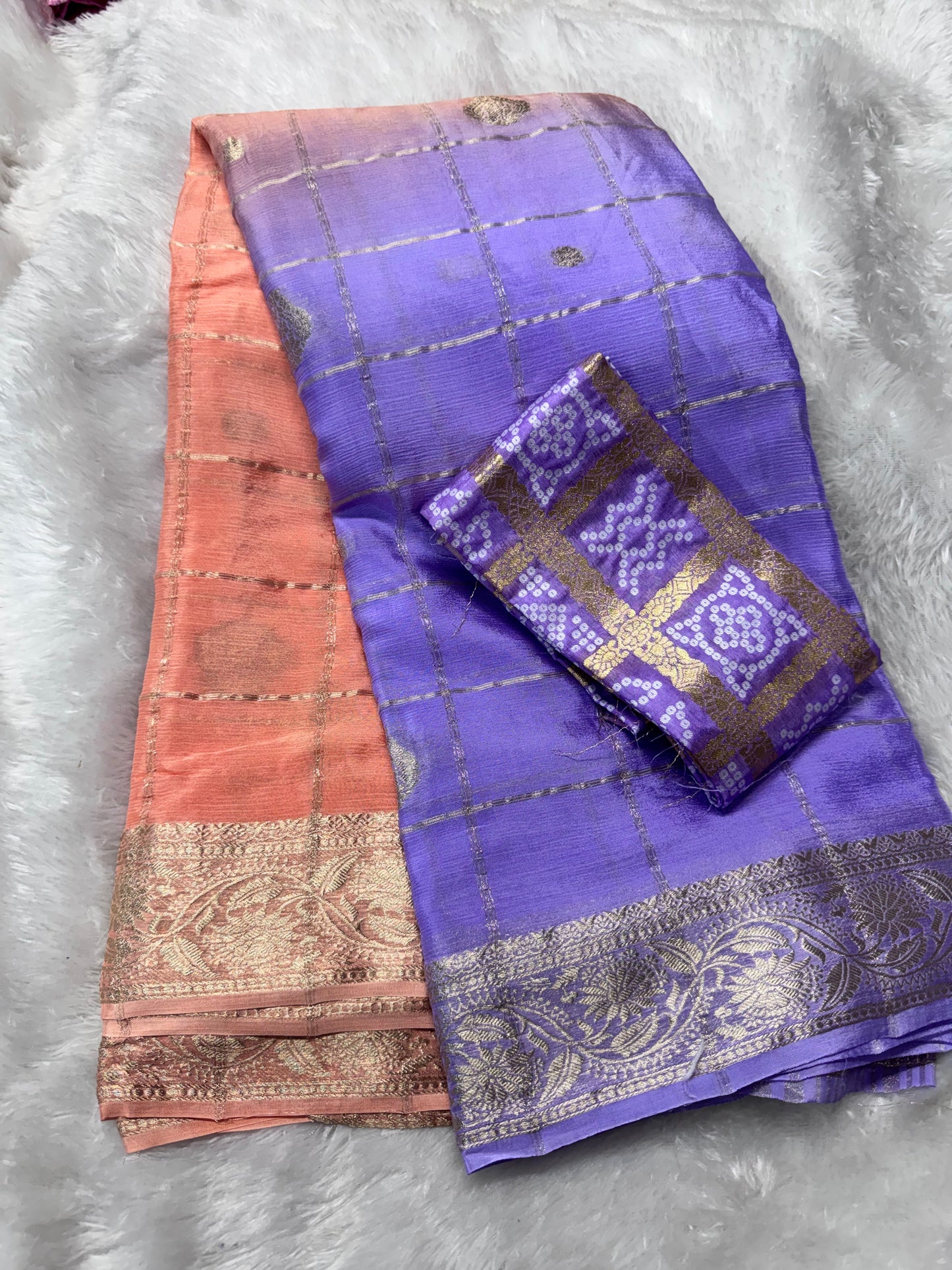 Pure chinnon zari checks saree-SR1263A