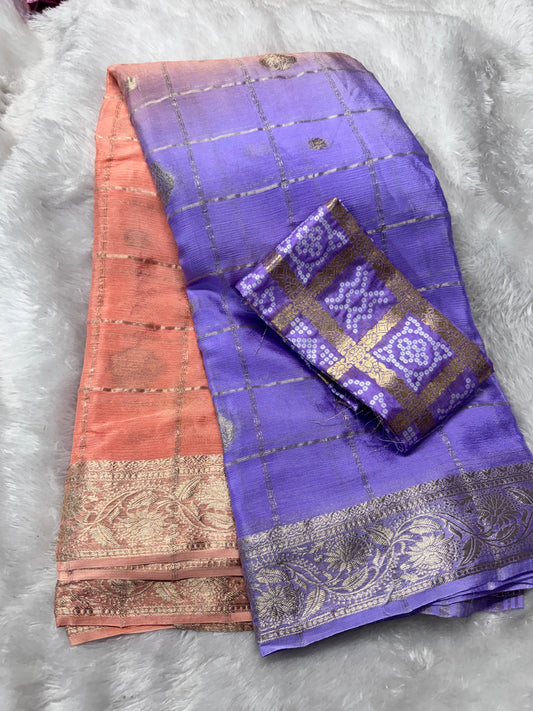 Pure chinnon zari checks saree-SR1263A