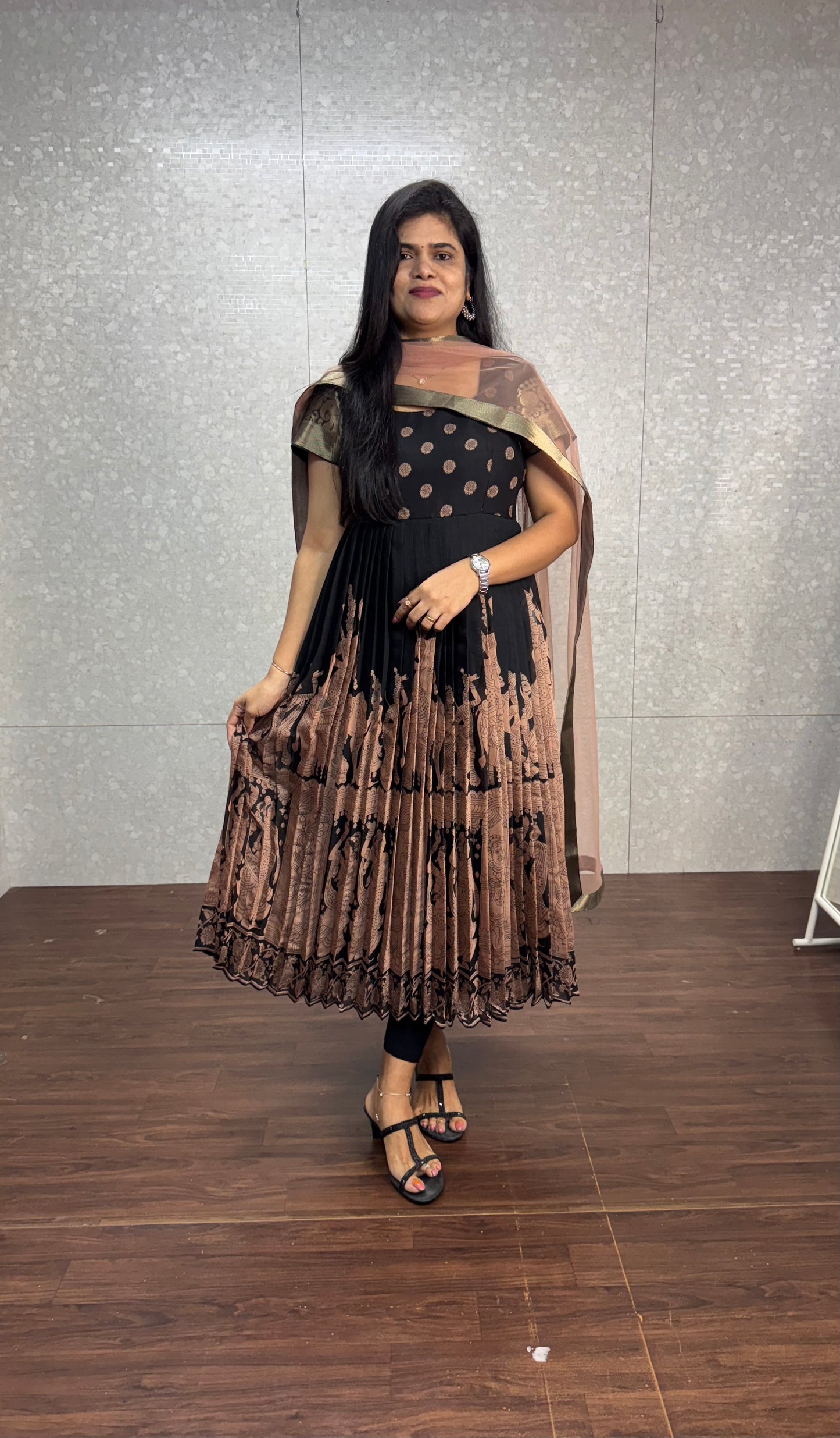 Kalamkari Anarkali-SRA011B