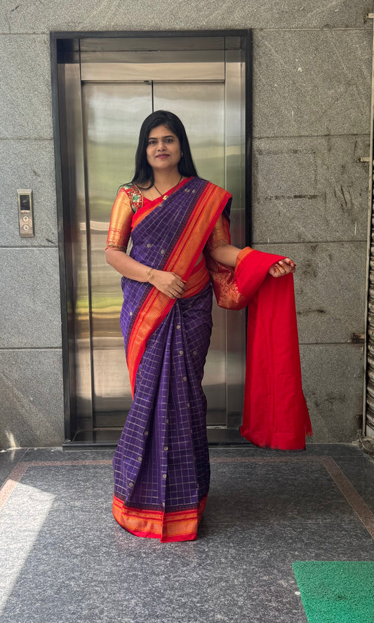 Narayanpet pattu checks saree-SR1248O