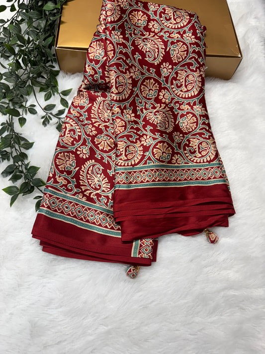 Ajrakh saree-SR1064A