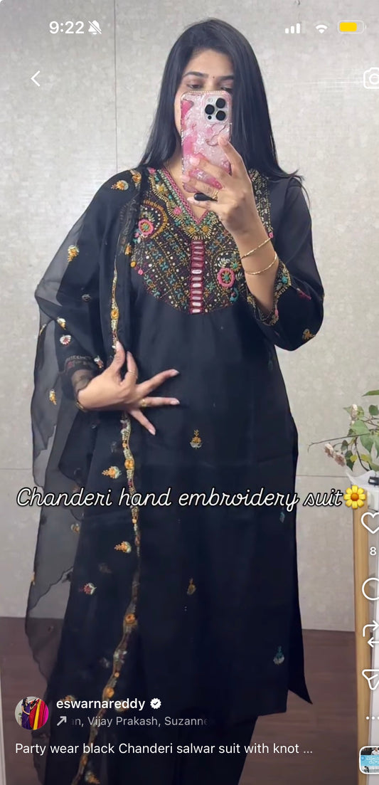Chanderi embroidery suit-SRX002