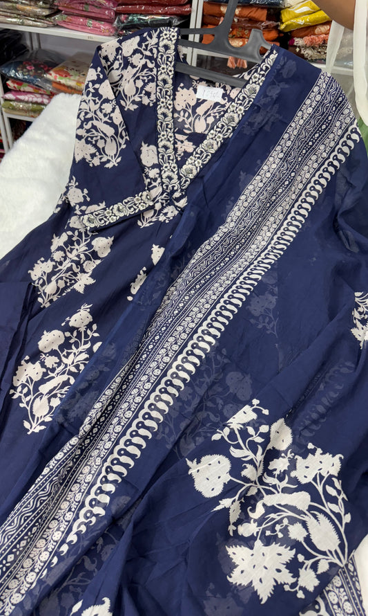 Jaipur cotton embroidery dress-SRSP012C