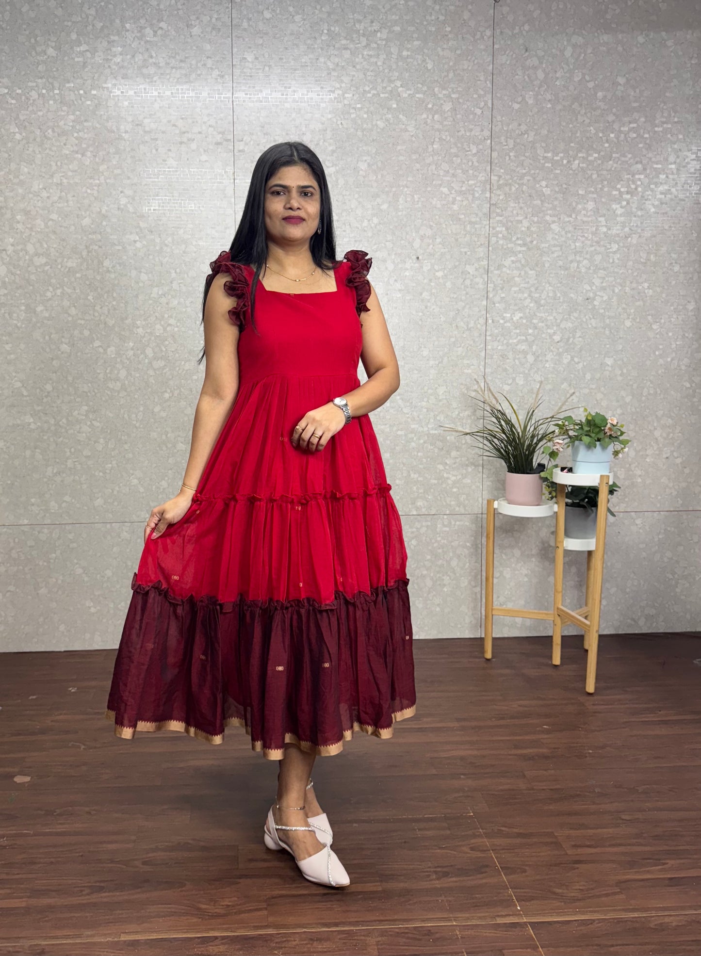 Handloom cotton frock -SRF1047B