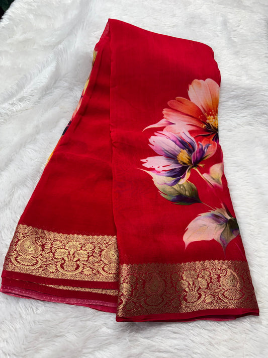Pure chinnon digital print saree-SR1210D