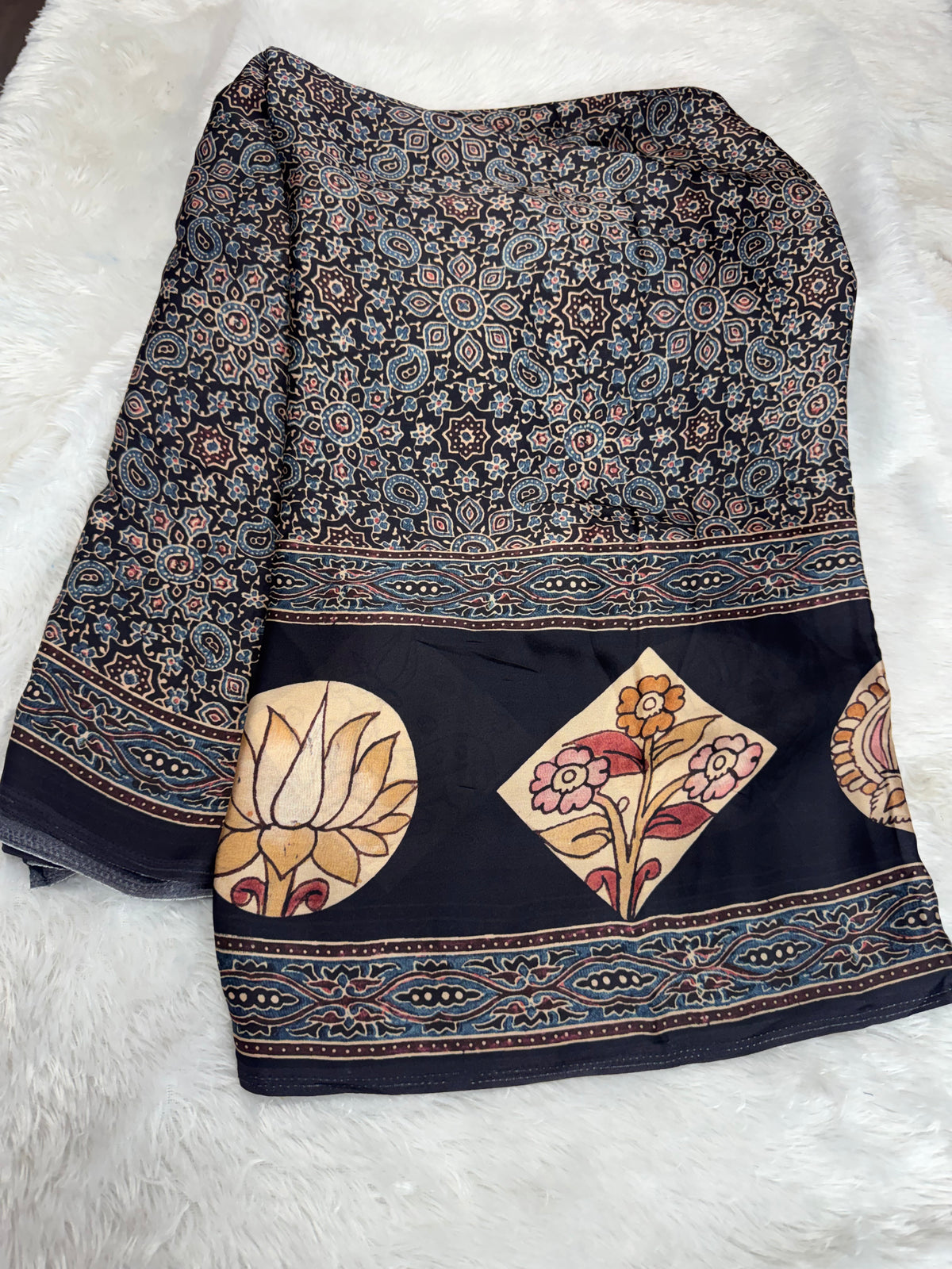 Mulberry silk Ajrakh saree-SR1309A