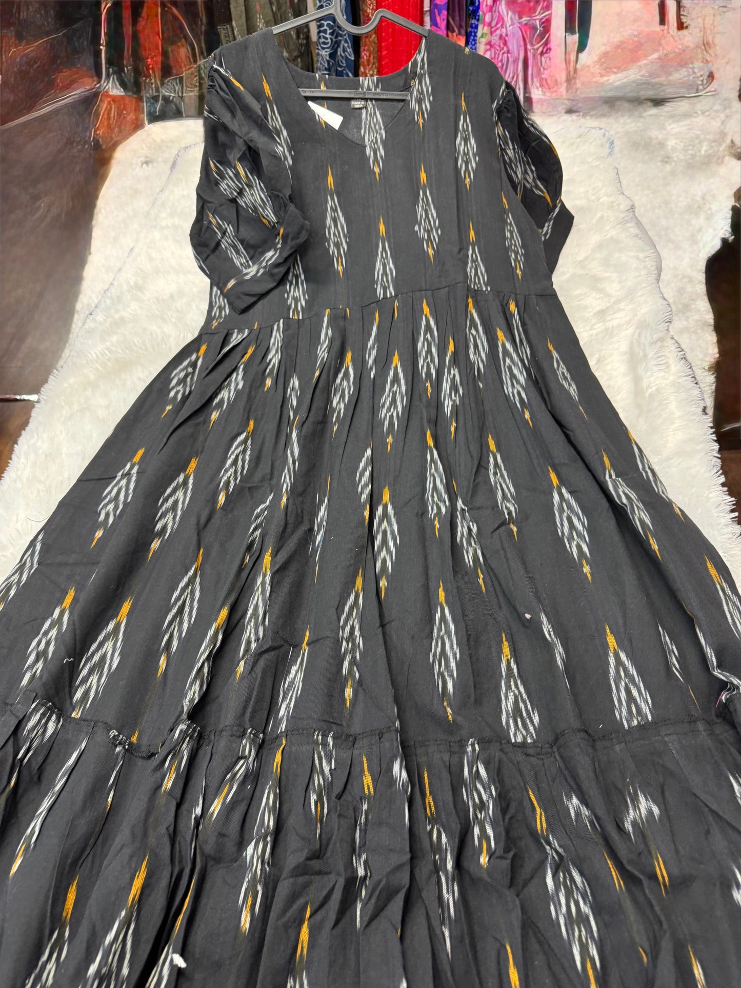 Ikkat cotton frock-SRS058F