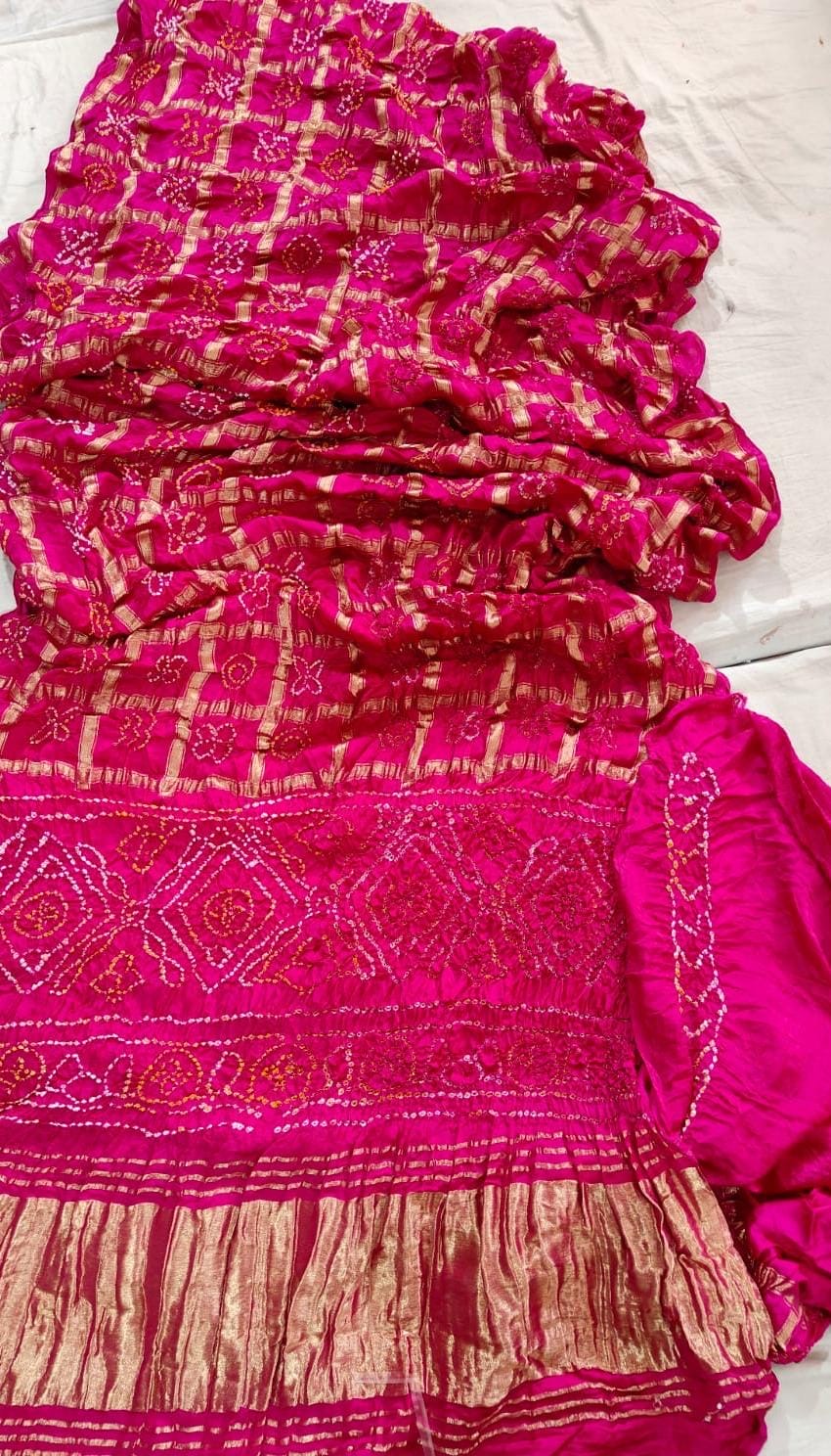 Gharchola checks bandhej saree-SR1308